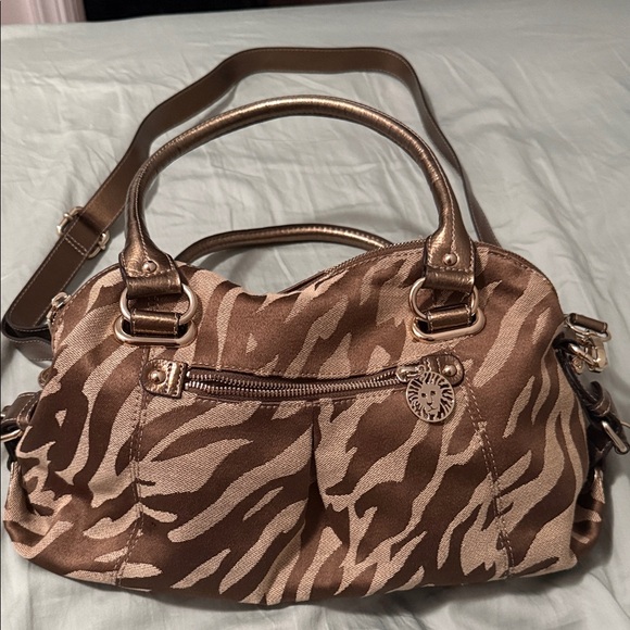 Anne Klein Tan Zebra Print Shoulder Bag - Picture 1 of 5
